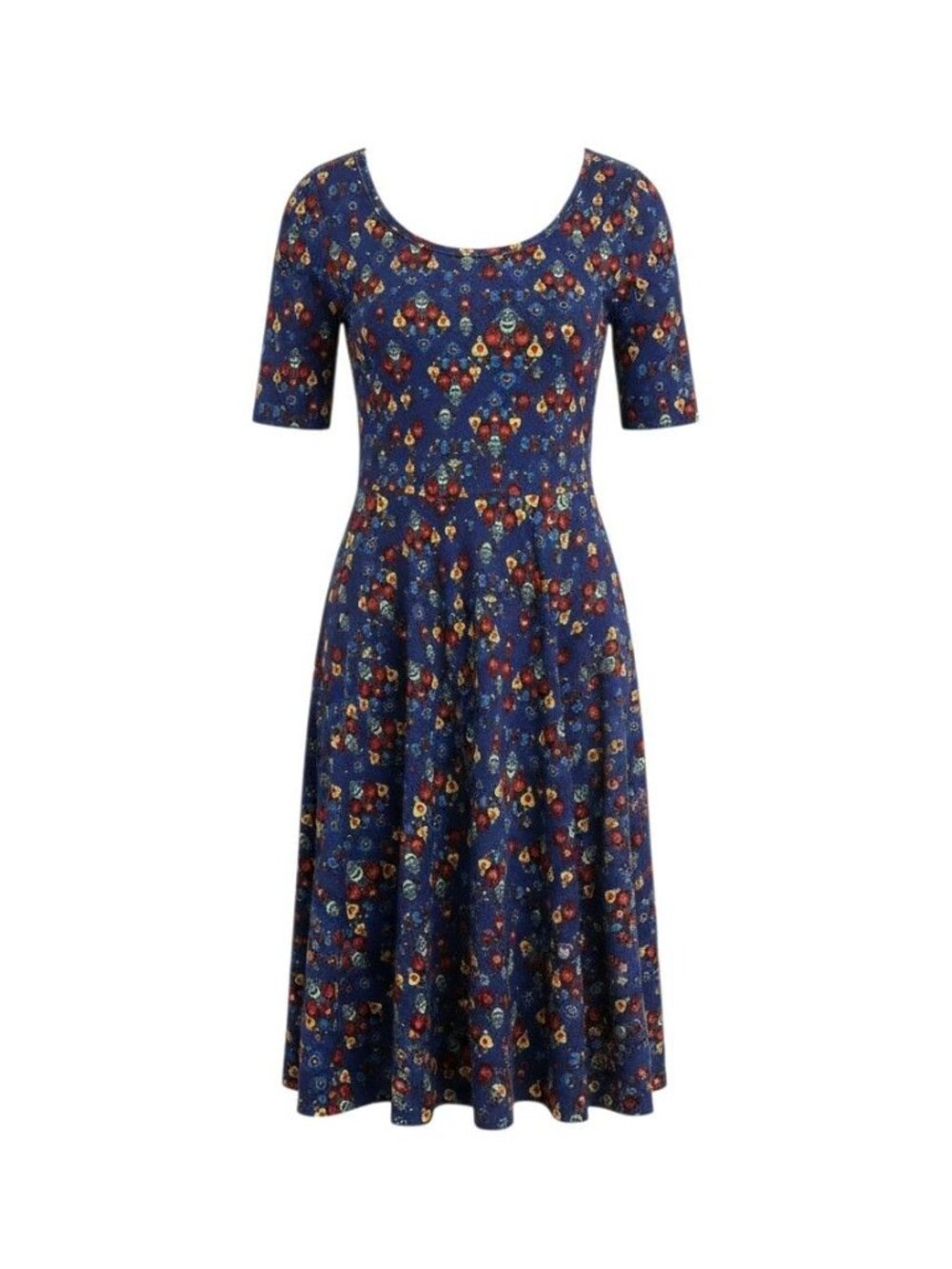 LuLaRoe Multicolor Dress With Scoop Neck & Half Sleeves Size S
